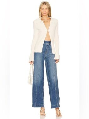 SPANX Seamed Front Wide Leg Jeans Vintage Indigo High Rise Womens Medium New NWT